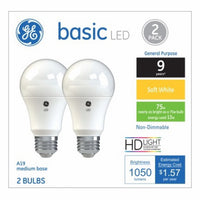 GE Lighting 37015 13 Watt E26 A19 Frosted Soft White LED Non-Dimmable Light Bulbs 4 Count