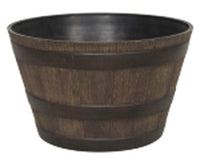 Whiskey Barrel Planter, Resin, 15.5-In. Diam.