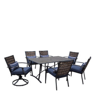 Living Accents  Fair Oaks  7 pc. Brown  Steel  Patio Set  Navy Blue