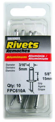 Aluminum Rivet, X-Long, 3/16-In. Dia., 10-Pk. (Pack of 5)