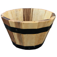 Wood Barrel Wood Planter, 10 x 6-In. (Pack of 4)