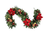 Celebrations Royal Crimson Prelit Green LED Garland 12 in. Dia. x 6 ft. L Warm White