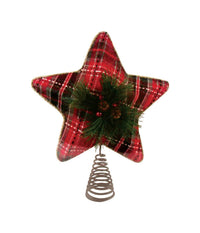 Greenfields Christmas Star Tree Topper Plaid Fabric 6 pk (Pack of 6)