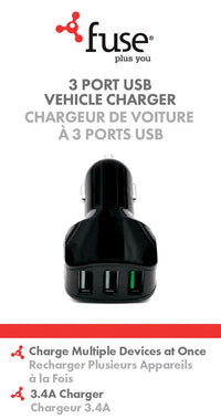 Fuse  3 Port USB Charger  1 pk