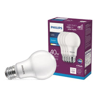 Philips A19 E26 (Medium) LED Bulb Daylight 40 Watt Equivalence 4 pk