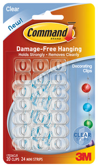 Command Strips 17026clr Clear Decorating Clips 20 Count With Command Adhesive Strips