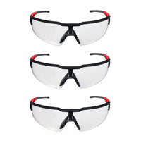 Milwaukee Anti-Fog Safety Glasses Clear Lens Black/Red Frame 3 pk