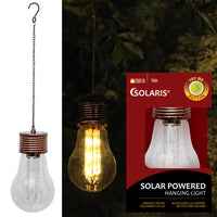 Alpine Bronze Glass 8 in. H Hanging Bulb LED Light Outdoor Solar Decor (Pack of 4)