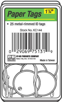 Hy-Ko Paper Id Tags W/Ring Clamshell 25 (Pack of 5)