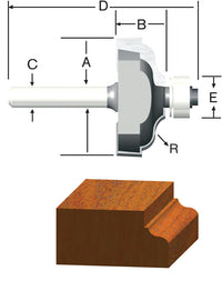 Vermont American 1-3/8 in. D X 3/16 in. X 2-1/4 in. L Carbide Tipped Ogee & Fillet Router Bit