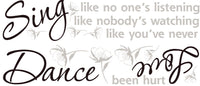 Roommates  19 in. W x 7 in. L Dance Sing Love  Peel and Stick  Wall Decal