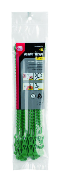 Gardner Bender 8 in.   L Green Beaded Cable Tie 15 pk