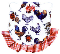 Hen Saddle Apron Jacket, Red Chickens & Roses