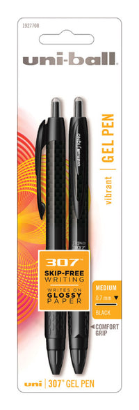 Uni-ball 307 Black Retractable Gel Pen 2 pk (Pack of 6)