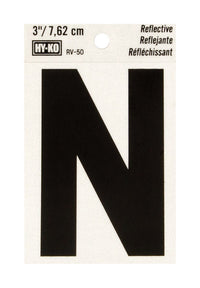 Hy-Ko 3 in. Reflective Black Vinyl Letter N Self-Adhesive 1 pc. (Pack of 10)