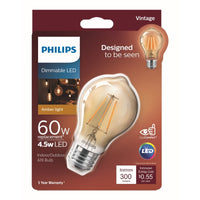 Philips A19 E26 (Medium) LED Bulb Amber Warm White 60 W 1 pk