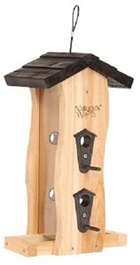 Nature's Way Wild Bird and Finch 2 qt Cedar Vertical Wave Bird Feeder 6 ports (Pack of 4).