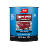 Ace Rust Stop Indoor / Outdoor Satin Black Water-Based Enamel Rust Preventative Paint 1 qt (Pack of 4)