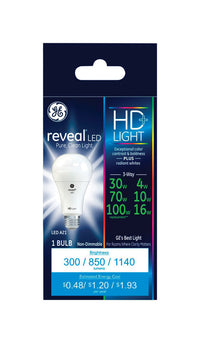 GE  Reveal  A21  E26 (Medium)  LED Bulb  Pure Clean Light  30/70/100 Watt Equivalence 1 pk