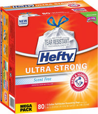 Hefty Ultra Strong 13 gal. Kitchen Trash Bags Drawstring 80 pk