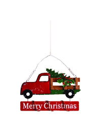 Celebrations  Merry Christmas Truck  Wall Art  Red  Iron  1 pk