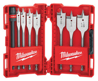 Milwaukee  Flat Boring  Auger Bit Set  Carbon Steel  8 pc.