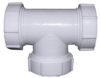 Lavatory/Kitchen Drain Tee, White PVC, 1.25 or 1.5-In. Tube