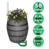 Rescue 50-Gallon Whiskey Rain Barrel with Black Bands – Gray