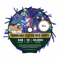 LED Twinkling Cluster Rice Light Set, Blue, 448-Ct., 10-Ft.