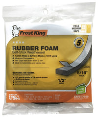 Rubber Foam Weatherseal Tape, 1/2W x 5/16-In. T x 10-Ft.