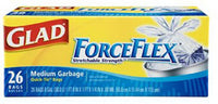 Medium Garbage Bags, Force Flex, White, 8-Gal., 26-Ct.