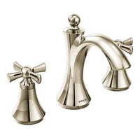 Polished nickel two-handle high arc bathroom faucet