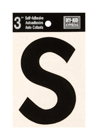 Hy-Ko 3 in. Black Vinyl Letter S Self-Adhesive 1 pc. (Pack of 10)