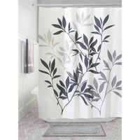 InterDesign 72 in. H x 72 in. W White Black and Gray Leaves Shower Curtain Polyester (Pack of 2)