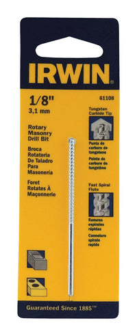 Irwin  1/8 in.  x 3 in. L Carbide Tipped  Rotary Drill Bit  1 pc.