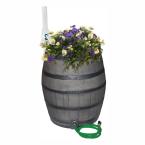 Rescue 50-Gallon Whiskey Rain Barrel with Black Bands – Gray