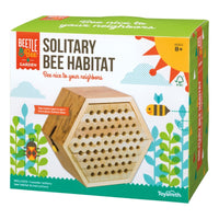 Toysmith Beetle & Bee Solitary Bee Habitat Hardwood Brown