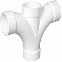 Charlotte Pipe Schedule 40 2 in. Hub X 2 in. D Hub PVC Reducing Double Fixture Fitting Tee