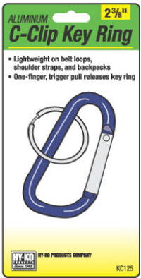 Hy-Ko C-Clip Key Ring 1" Dia. Aluminum, Nickel Plated Steel Asst Colors Carded (Pack of 5)