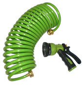 Centurion 814 25' Polyurethane Coil Hose And 6 Pattern Spray Nozzle