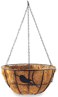 Panacea  7.4 in. H x 14 in. W Steel  Birds  Hanging Basket  Black