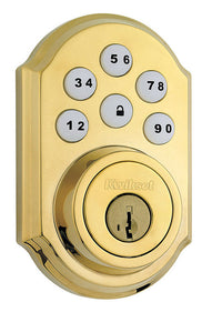 Kwikset SmartKey Polished Brass Metal Electronic Deadbolt