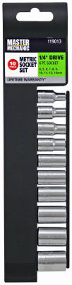 10-Pc. Metric Socket Set, 1/4-In. Drive