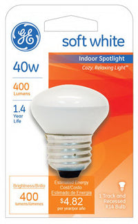 GE 40 W R14 Spotlight Incandescent Bulb E26 (Medium) Soft White 1 pk (Pack of 6)