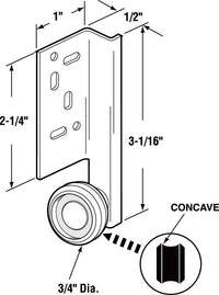 Prime-Line  3/4 in. L Steel  Drawer Track Back Roller  1 pk