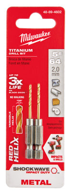 Milwaukee Shockwave 5/64 in. X 3.15 in. L Titanium Red Helix Drill Bit 1 pc