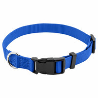 Dog Collar, Adjustable, Blue Nylon, Quadlock Buckle, 3/8 x 8 to 12-In. (Pack of 3)