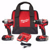 Milwaukee  M18  Cordless  Brushless 2 tool Compact Drill and Impact Driver Kit  18 volt