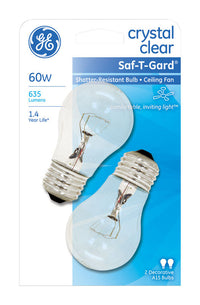 GE Saf-T-Gard 60 W A15 A-Line Incandescent Fan Light Bulb E26 (Medium) Soft White 2 pk (Pack of 6)