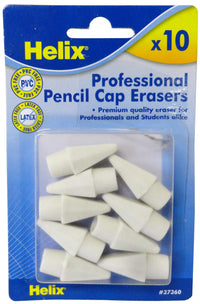 Helix 37360 White Cap Eraser 10 Count